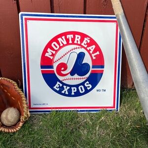 Vintage 90s Montreal Expos MLB Metal / Tin Sign